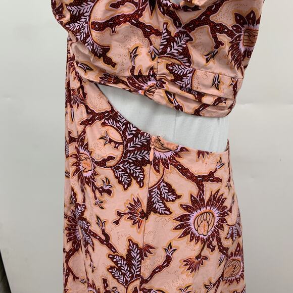 ALC Dress Womens 6 Multi Alexandria Gathered Cutout Waist Poplin Cap Sleeve Midi - Picture 5 of 15